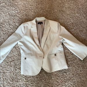 Talbots Seersucker Blazer- white and tan